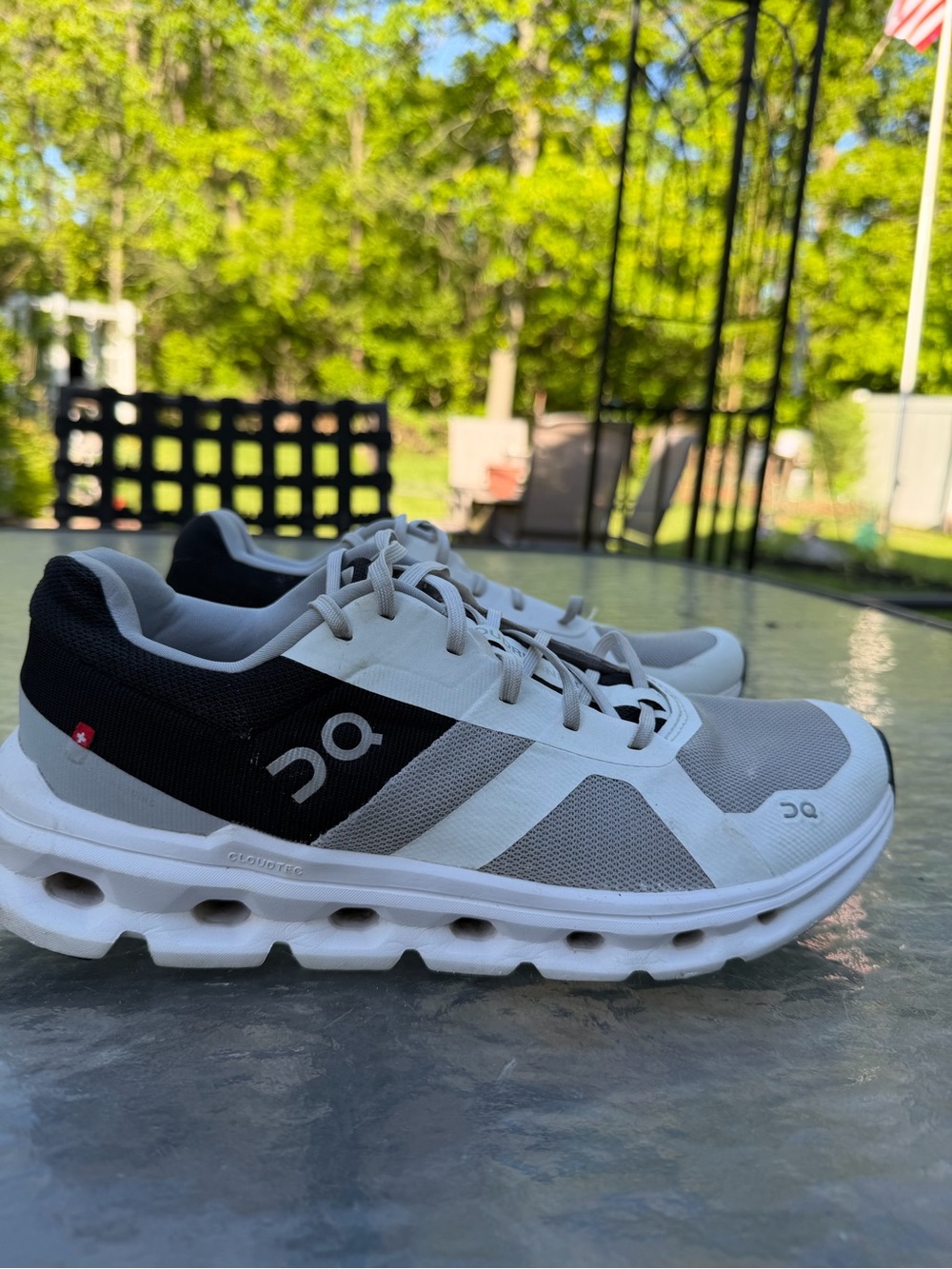 On Men's Cloudrunning Shoes in White, Gray & Black - Picture 3 of 14